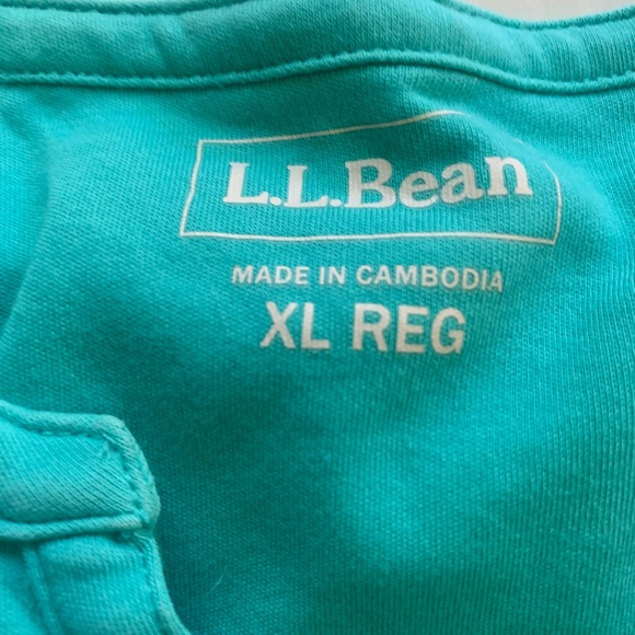 LL Bean ladies T-shirt Teal Blue Easy to wear 100% cotton 3 button plaque - Picture 3 of 5